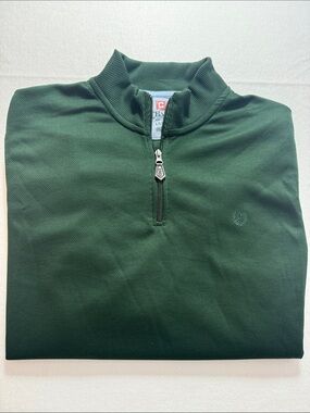 Chaps Men’s Pine Green Quarter Zip Pullover Sweater Big &Tall Size LT